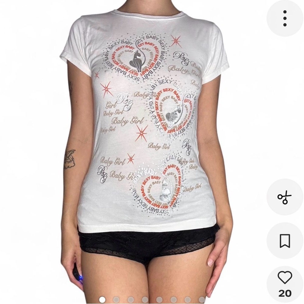 Baby Phat style y2k white & silver tee (brand is Ambiance)